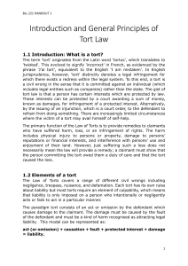 BLL 221 handout  Introduction and general principles of Tort