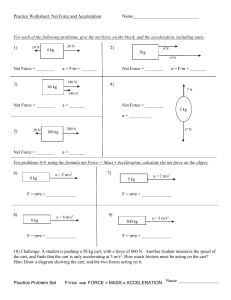 net force and acceleration worksheet