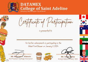 Certificate of Participation - Global Food Bazaar