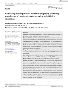 Journal of Clinical Nursing - 2022 - Fernández‐Basanta - Cultivating learning in vitro  A meta‐ethnography of learning