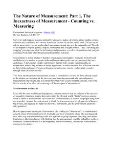 The Nature of Measurement part one