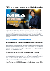 MBA programs entrepreneurship in Bangalore