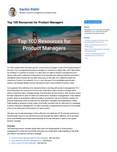 Top 100 Resources for Product Managers   Sachin Rekhi