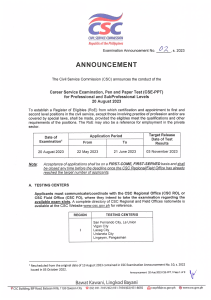 ExamAnnouncement02s2023 Conduct of 20 Aug 2023 CSE-PPT