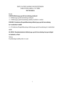 INFLYATSIYANING INVESTITSION JARAYONLARGA TA’SIRI.