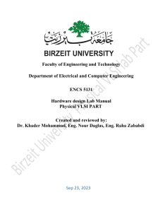 Birzeit University ENCS5131 PHYSICAL DESIGN MANUAL SEP 2023