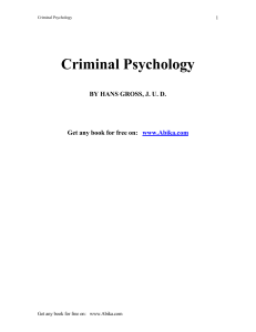 Criminal Psychology by Hans Gross