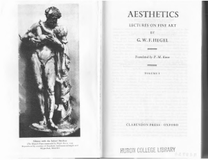 Georg Wilhelm Fredrich Hegel - Aesthetics  Lectures on Fine Art. Volume I-Oxford University Press (1988)