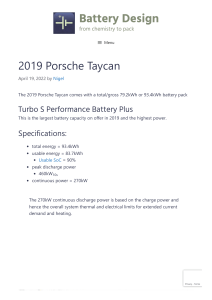 2019 Porsche Taycan - Battery Design