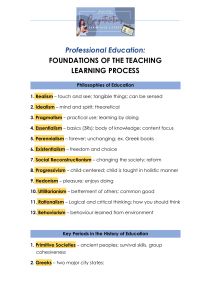 Teaching Foundations: Philosophies & History of Education