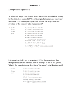 worksheet 2 Adding Vectors Algebraically (2) Answer Key