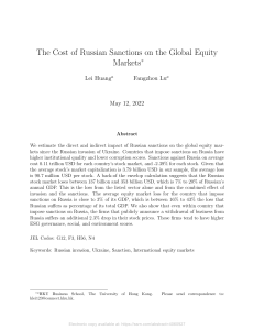 The Cost of Russian Sanctions on the Global Equity