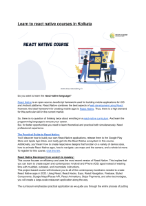 Learn react native courses in Kolkata