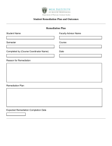 Student Remediation Plan and Outcomes