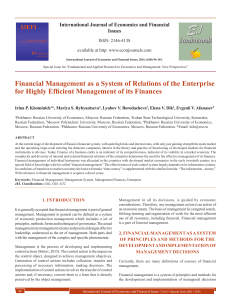 Financial Management as a System of Relations of the enterprise 