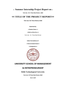 Summer Internship Project Report Format