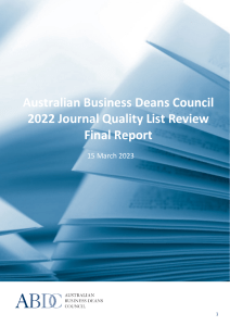 ABDC 2022 Journal Quality List Review Report