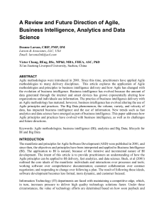 [Deanne Larson, Liverpool University, 2018]  A Review and Future Direction of Agile, Business Intelligence, Analytics and Data cience
