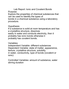 Lab Report  Ionic and Covalent Bonds