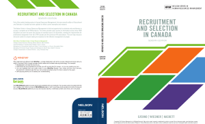 Recruitment and Selection in Canada 7th by CATANO WIESNER