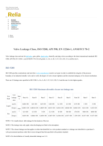 Valve Leakage Class, ISO 5208, API 598, EN 12266-1, ANSI FCI 70-2 - valvespecifications.com