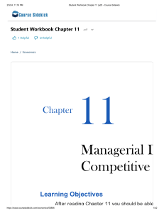 Economics Student Workbook Chapter 11: Managerial Decisions