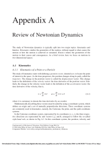 Newtonian Dynamics Review: Kinematics & Kinetics