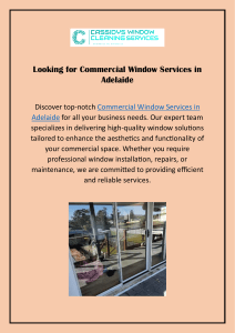 Looking for Commercial Window Services in Adelaide