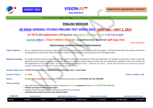 Vision IAS Prelims Test Series Schedule 2022