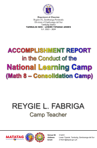 Accomplishment Report in Math NLC