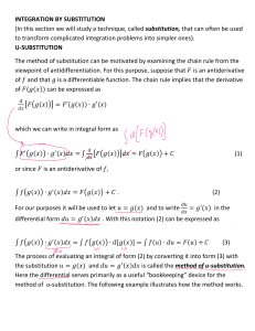 Class Notes-INTEGRATION BY SUBSTITUTION