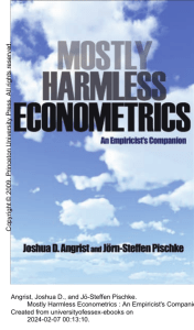 Mostly Harmless Econometrics An Empiricist's Compa...