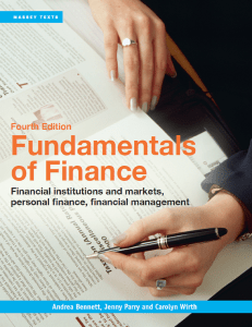 Fundamentals of Finance  Financial institutions and markets 2016 -- Massey University Press