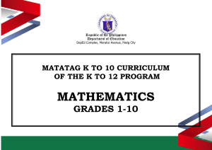 MATATAG K-10 Mathematics Curriculum Guide (Grades 1-10)