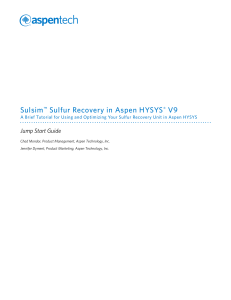 Jump Start- Sulsim Sulfur Recovery in Aspen HYSYS V9