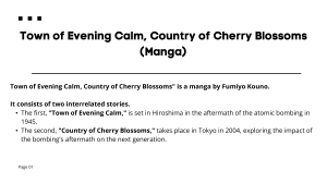 Town of Evening Calm, Cherry Blossoms (Manga) - Study Guide 1 By Dr. Cecilia Osyanju