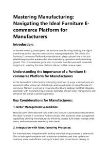 Mastering Manufacturing: Navigating the Ideal Furniture E-commerce Platform for Manufacturers