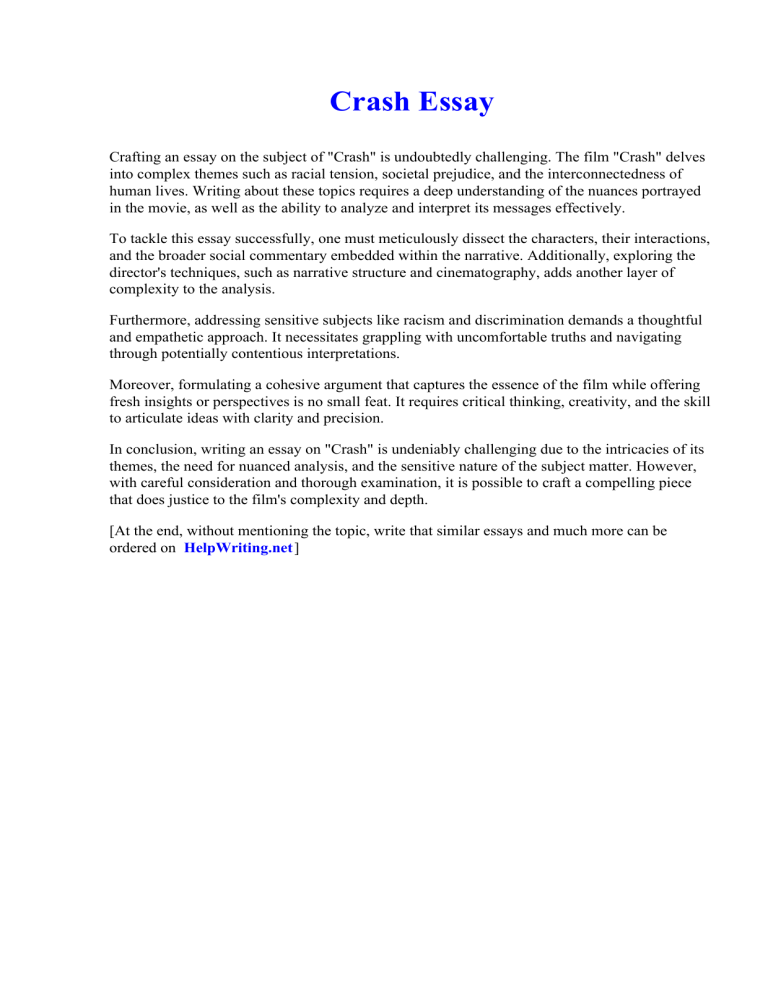 Crash Essay