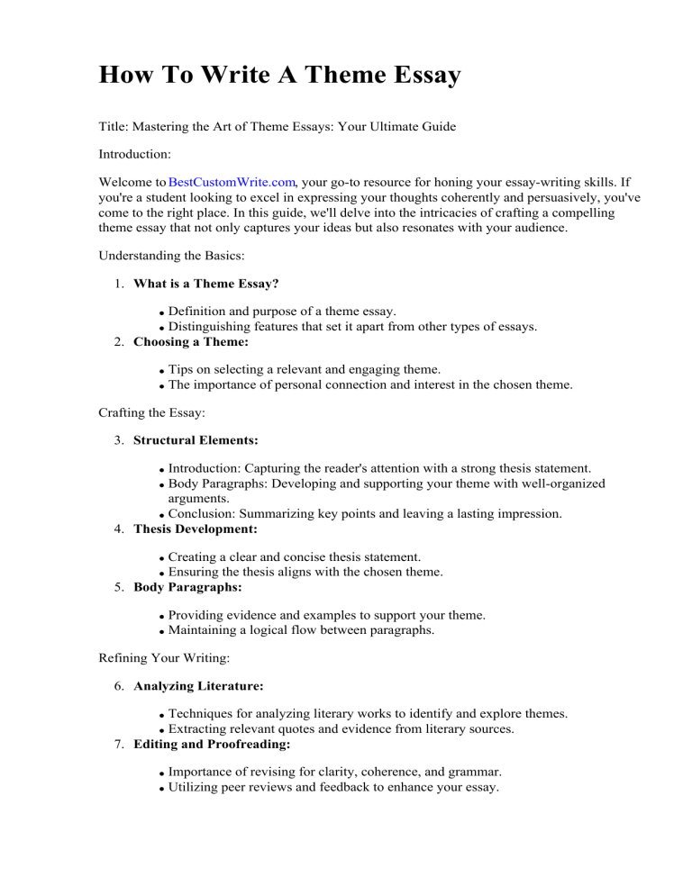 How To Write A Theme Essay