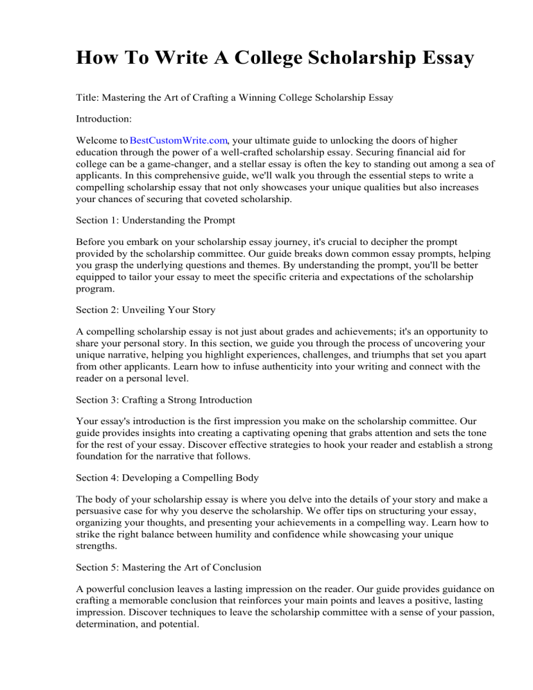  How To Write A College Scholarship Essay 