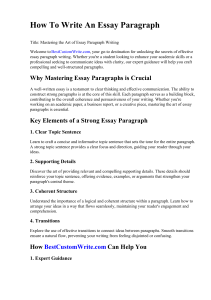 How To Write An Essay Paragraph