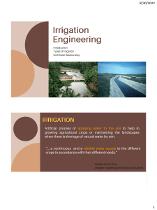 Lecture 1 - Irrigation Engineering