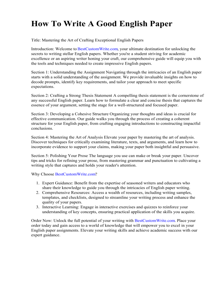 How To Write A Good English Paper how-to-write-a-good-english-paper