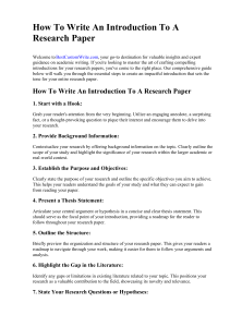How To Write An Introduction To A Research Paper