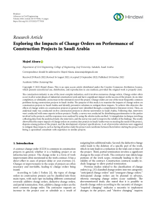 Exploring the Impacts of Change Orders on Performance of