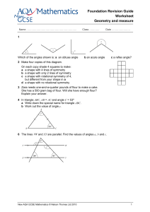 Revision Guide Foundation Geometry and Measure Worksheet