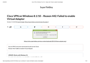 Failed to enable Virtual Adapter