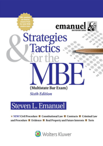 Strategies and Tactics for the MBE (Strategies & Tactics for the MBE Book 1 978-1454873129