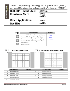 ROBO234-M22-EXP 2 - Diode Applications  - RESULT SHEET