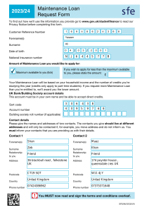 SFE Maintenance Loan Request Form 2324 DD Yaseen ALI